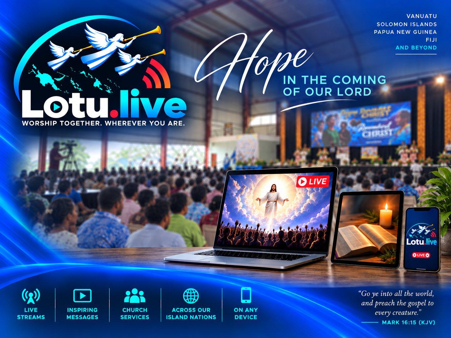 LOTU.LIVE — Worship Together. Wherever You Are. Live streams, inspiring messages, and church services across Vanuatu, Solomon Islands, Papua New Guinea, Fiji and beyond.